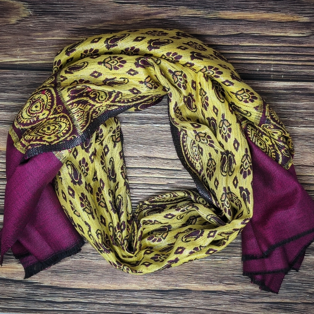The Original Kashmiri Shawl Purple Gold Paisley